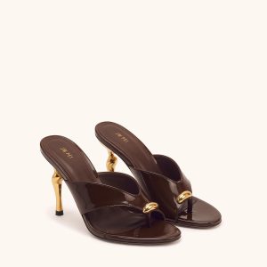 Noemi Cutout Square-Toe Metal Accent Sandals - Dark Brown